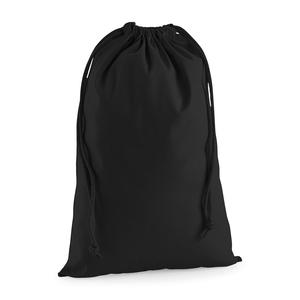Westford Mill W216 - Drawstring carry handle bag in premium cotton Black