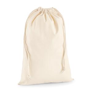 Westford Mill W216 - Drawstring carry handle bag in premium cotton Natural