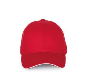 K-up KP191 - Cap with contrasting sandwich peak - 6 panels Red / White