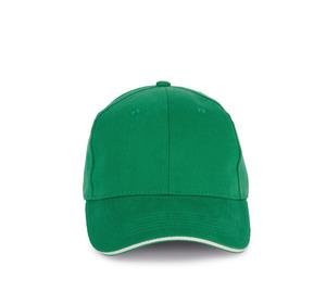 K-up KP198 - Cap in organic cotton with contrasting sandwich peak - 6 panels Green Field / Ivory
