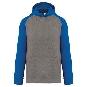 PROACT PA370 - Kids' two-tone hooded sweatshirt Grey Heather / Sporty Royal Blue
