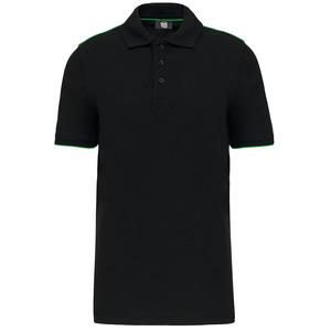 WK. Designed To Work WK270 - Men's short-sleeved contrasting DayToDay polo shirt Black/ Kelly Green