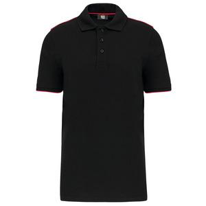 WK. Designed To Work WK270 - Men's short-sleeved contrasting DayToDay polo shirt Black / Red