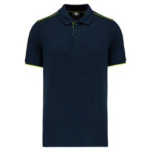 WK. Designed To Work WK270 - Men's short-sleeved contrasting DayToDay polo shirt Navy/Fluorescent Yellow
