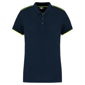 WK. Designed To Work WK271 - Ladies' short-sleeved contrasting DayToDay polo shirt Navy/Fluorescent Yellow