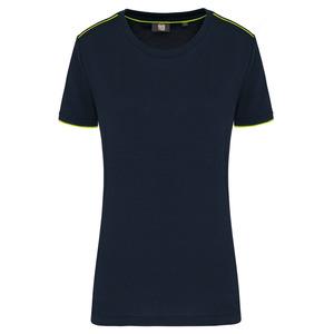 WK. Designed To Work WK3021 - Ladies' short-sleeved DayToDay t-shirt Navy/Fluorescent Yellow
