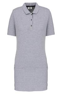 WK. Designed To Work WK209 - Ladies’ short-sleeved longline polo shirt Oxford Grey / Navy