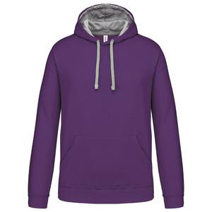 Kariban K446 - CONTRAST HOODED SWEATSHIRT Purple / Oxford Grey