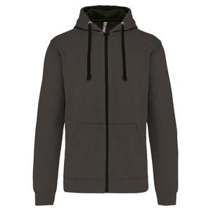 Kariban K466 - Contrast hooded full zip sweatshirt Dark Grey / Black