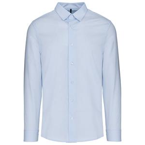 Kariban K513 - Men’s long-sleeved cotton poplin shirt Striped Pale Blue / White