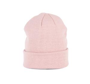 K-up KP031 - KNITTED TURNUP BEANIE Pale Pink