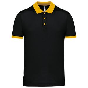 Proact PA489 - Men's performance piqué polo shirt Black / Yellow