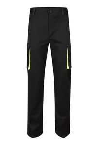 Velilla 103008S - TWO-TONE STRETCH TROUSERS BLACK/HI-VIS YELLOW